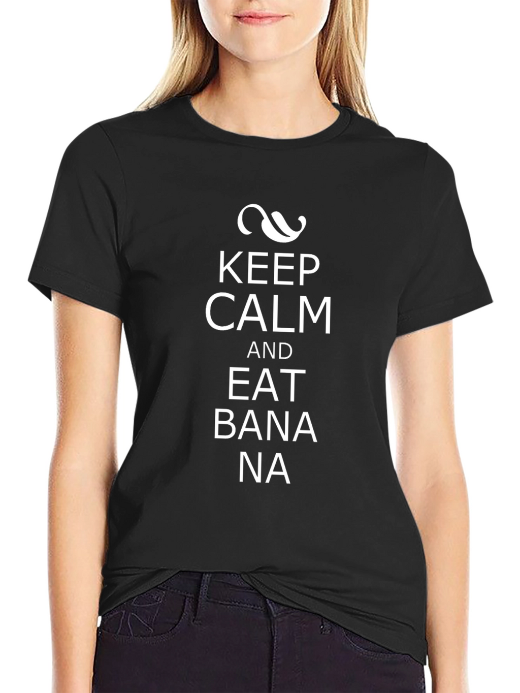 Keep Calm and Eat Banana Mens Black T-Shirt