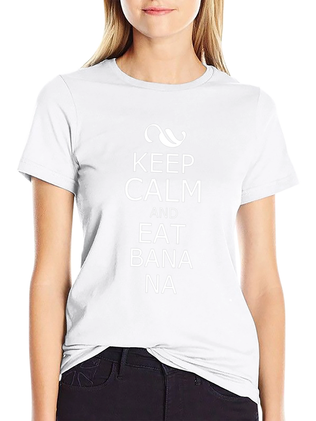 Keep Calm and Eat Banana Mens Black T-Shirt