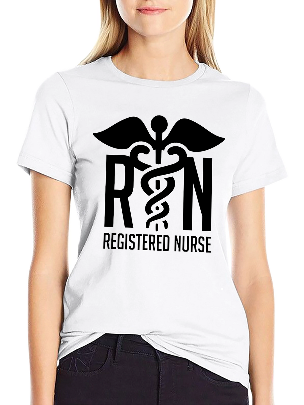 RN Registered Nurse Black Graphic T-Shirt