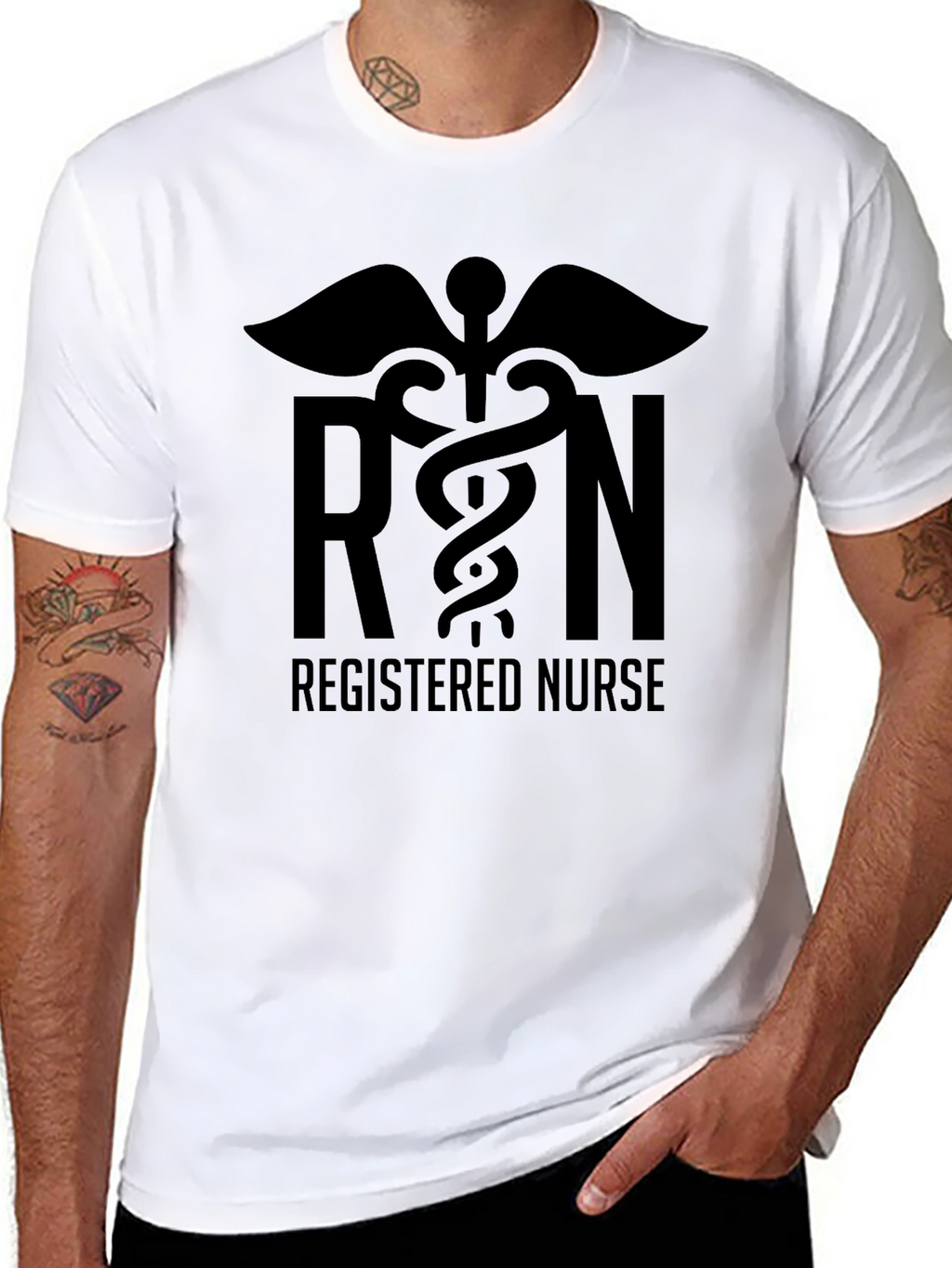 RN Registered Nurse Black Graphic T-Shirt