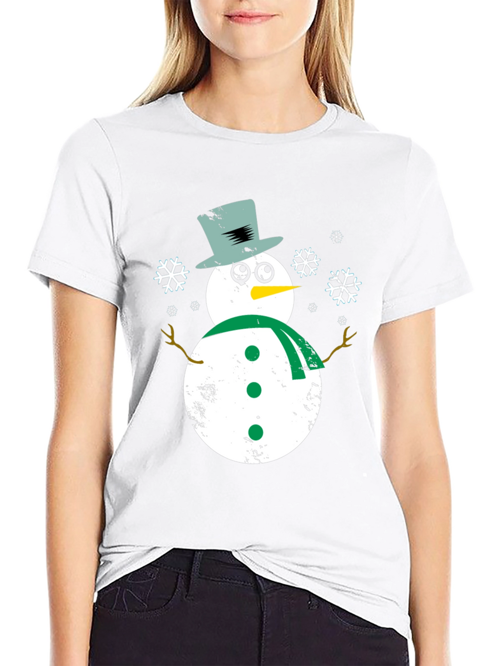 Whimsical Snowman Graphic Tee - Festive Holiday Shirt