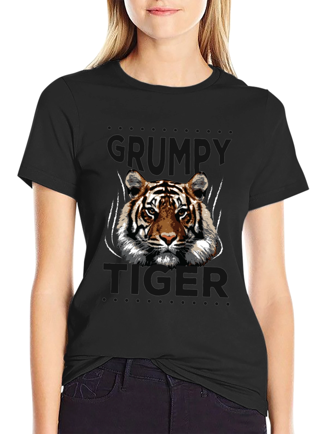 Tiger Graphic Print Black T-Shirt