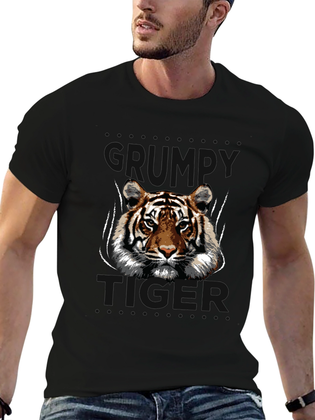 Tiger Graphic Print Black T-Shirt