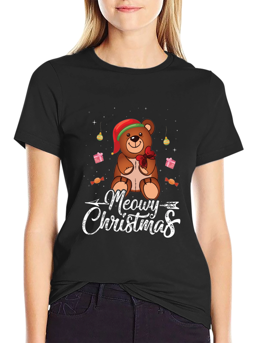 Meowy Christmas Bear T-Shirt