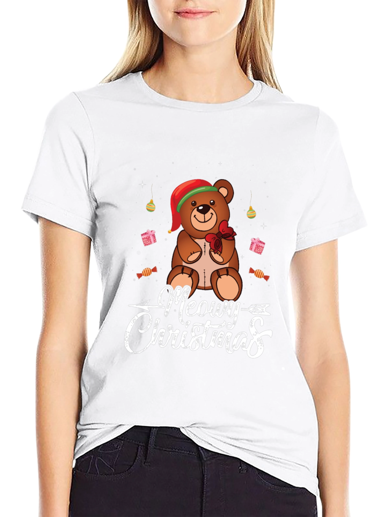 Meowy Christmas Bear T-Shirt