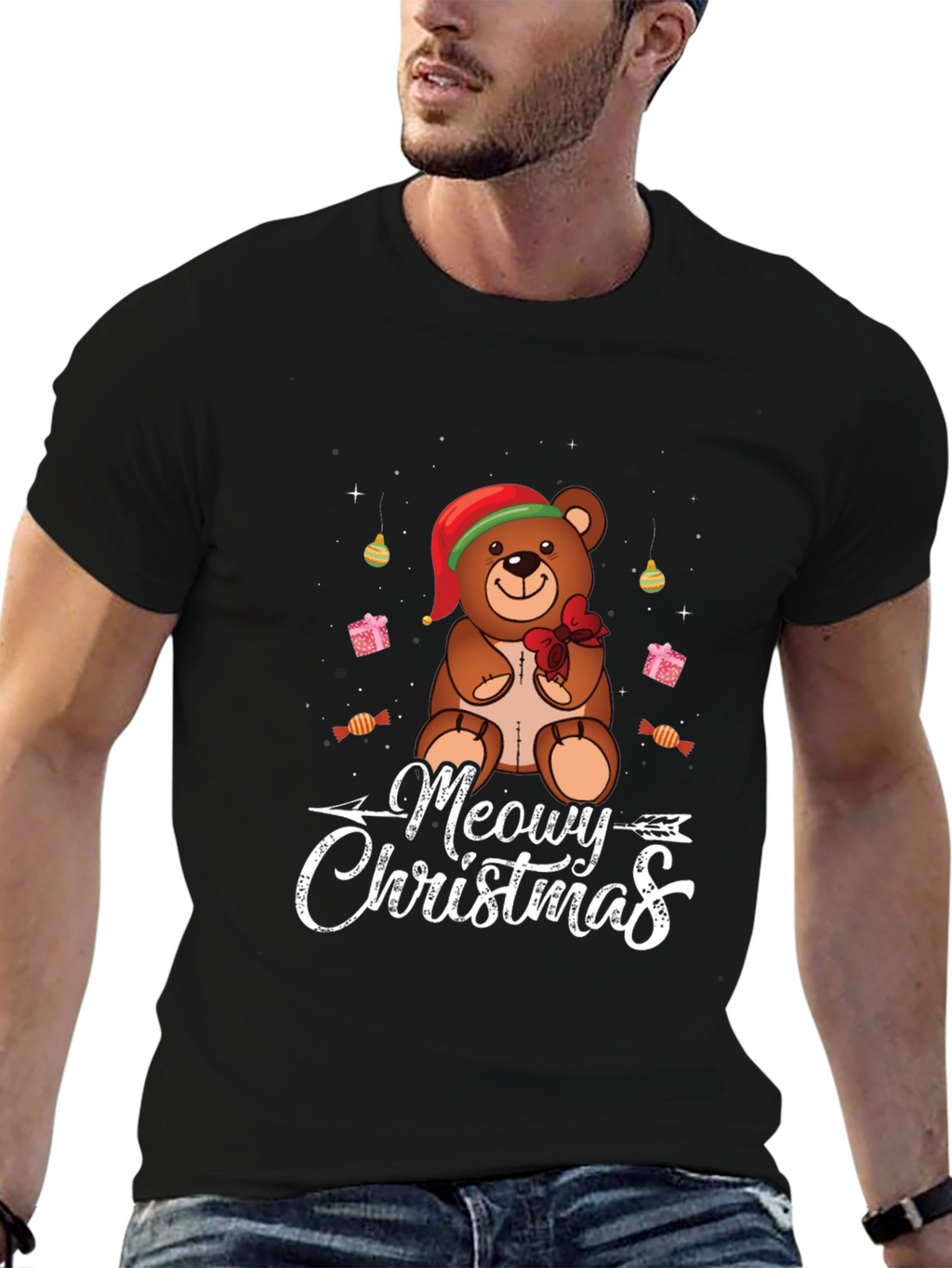Meowy Christmas Bear T-Shirt