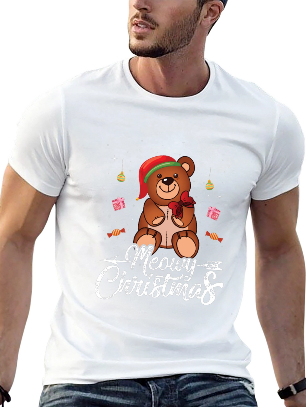 Meowy Christmas Bear T-Shirt
