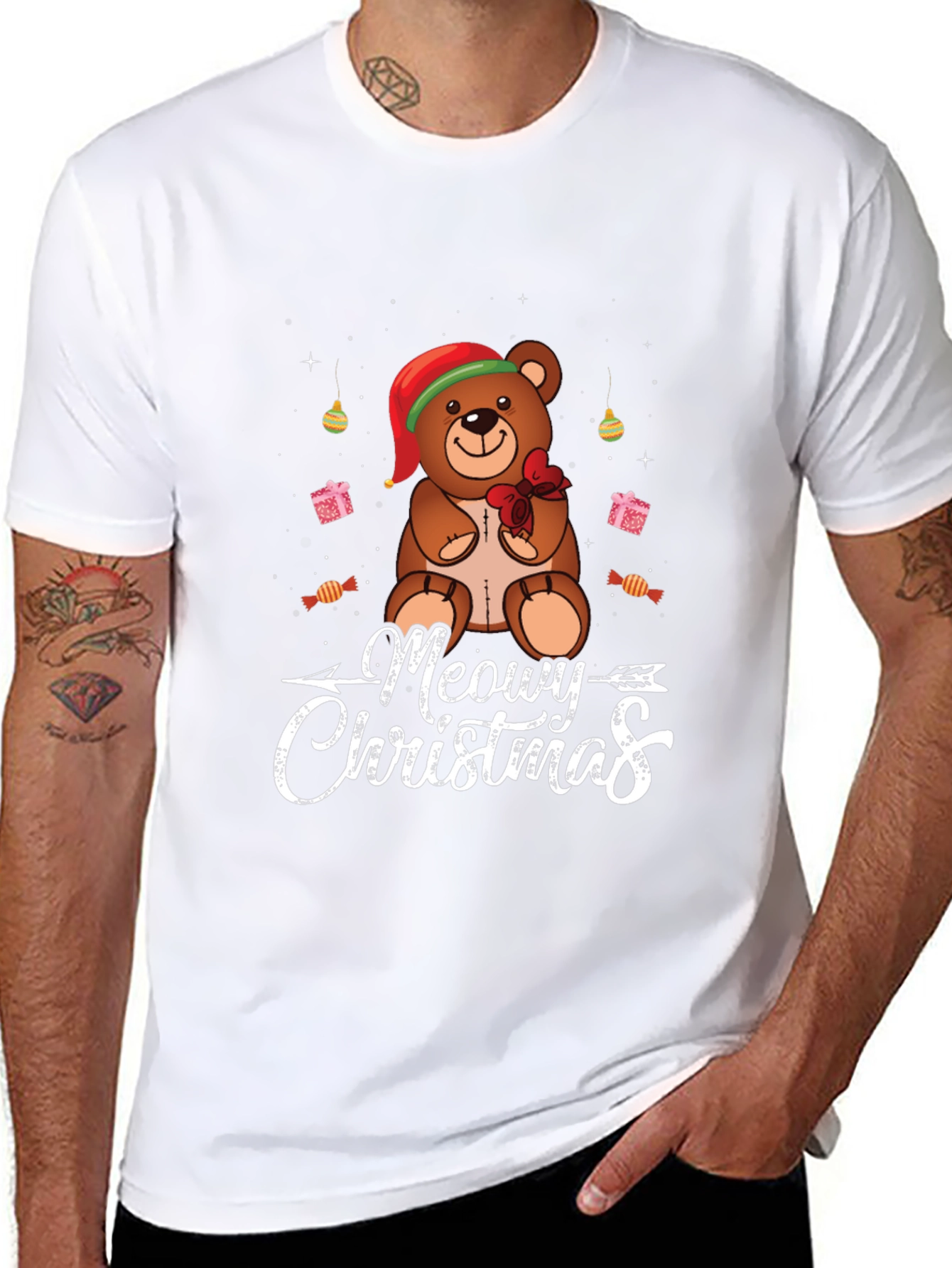 Meowy Christmas Bear T-Shirt