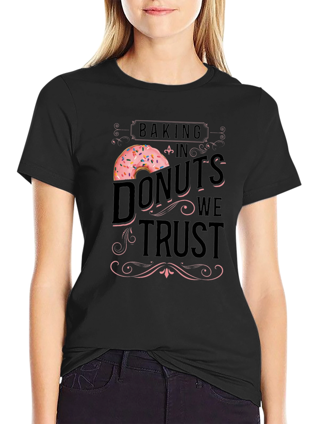 Baking Donuts We Trust T-Shirt - Black