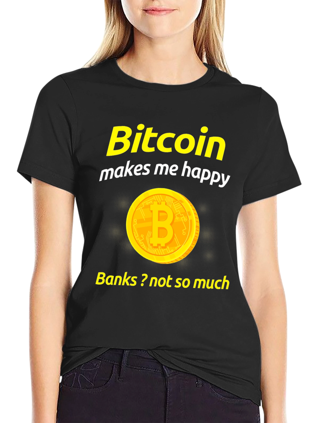 Bitcoin Makes Me Happy Black T-Shirt