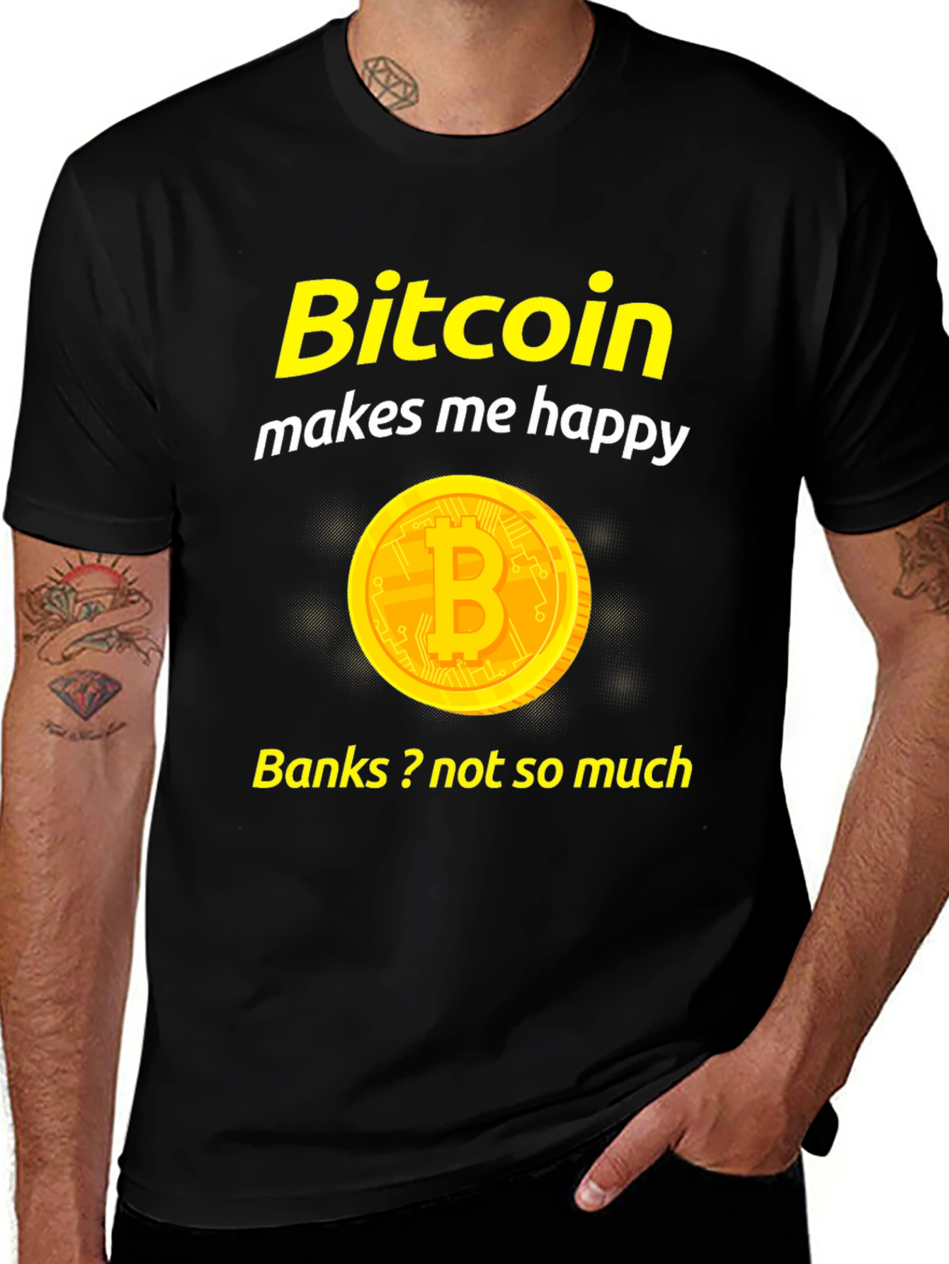 Bitcoin Makes Me Happy Black T-Shirt
