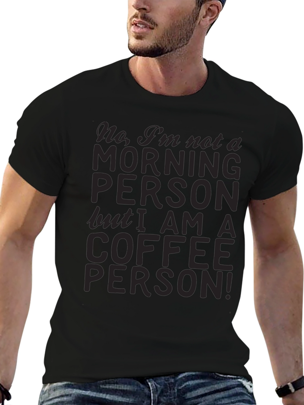 Coffee Person Graphic Tee - Soft Black Cotton T-Shirt