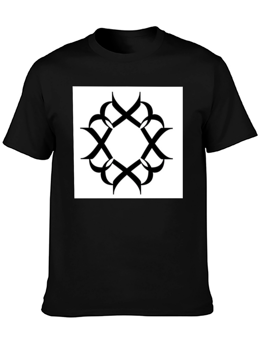 Black T-Shirt with Geometric Print