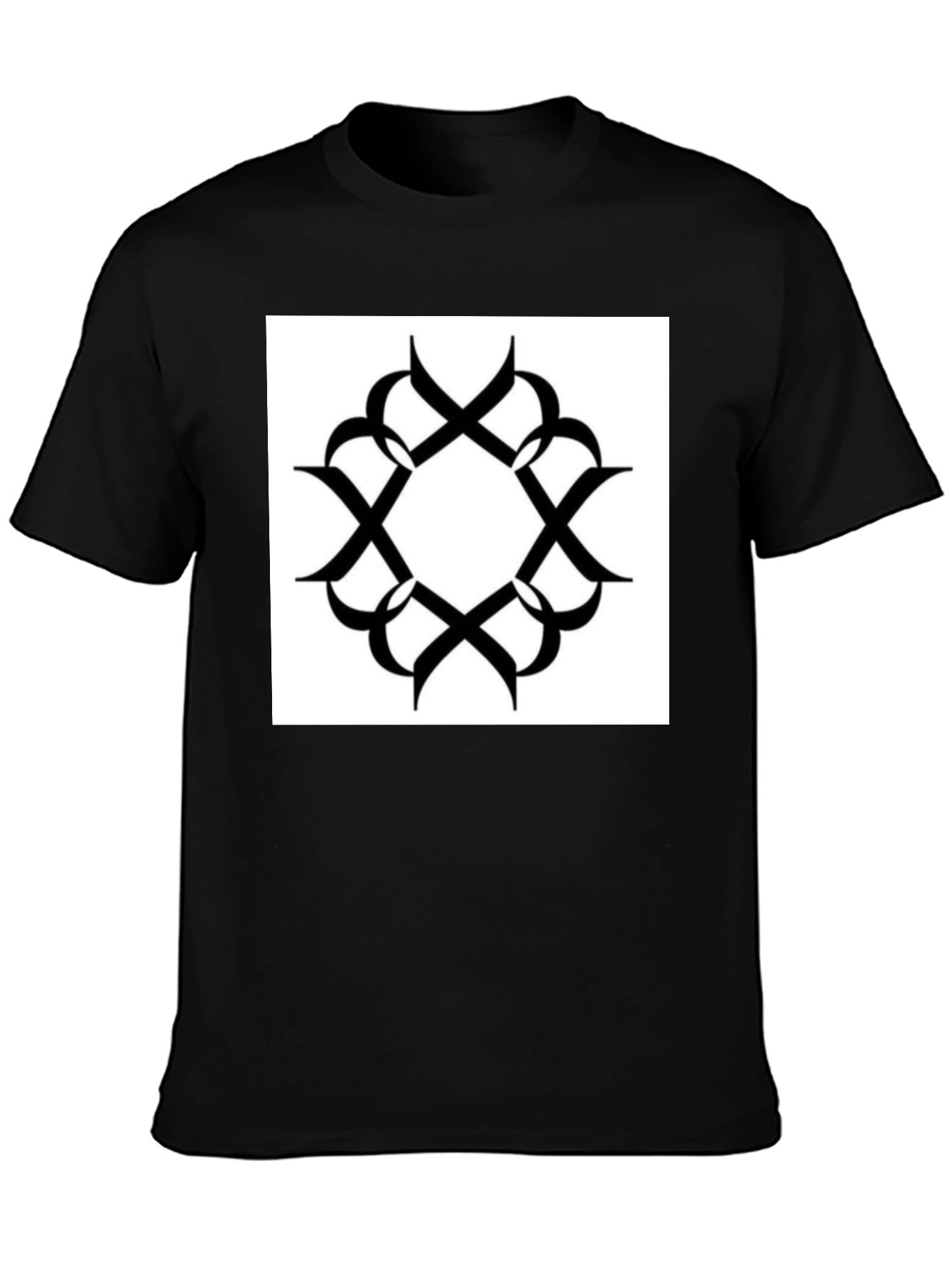 Black T-Shirt with Geometric Print