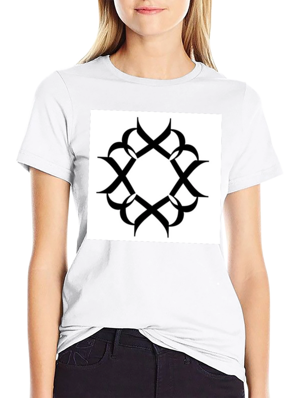 Black T-Shirt with Geometric Print