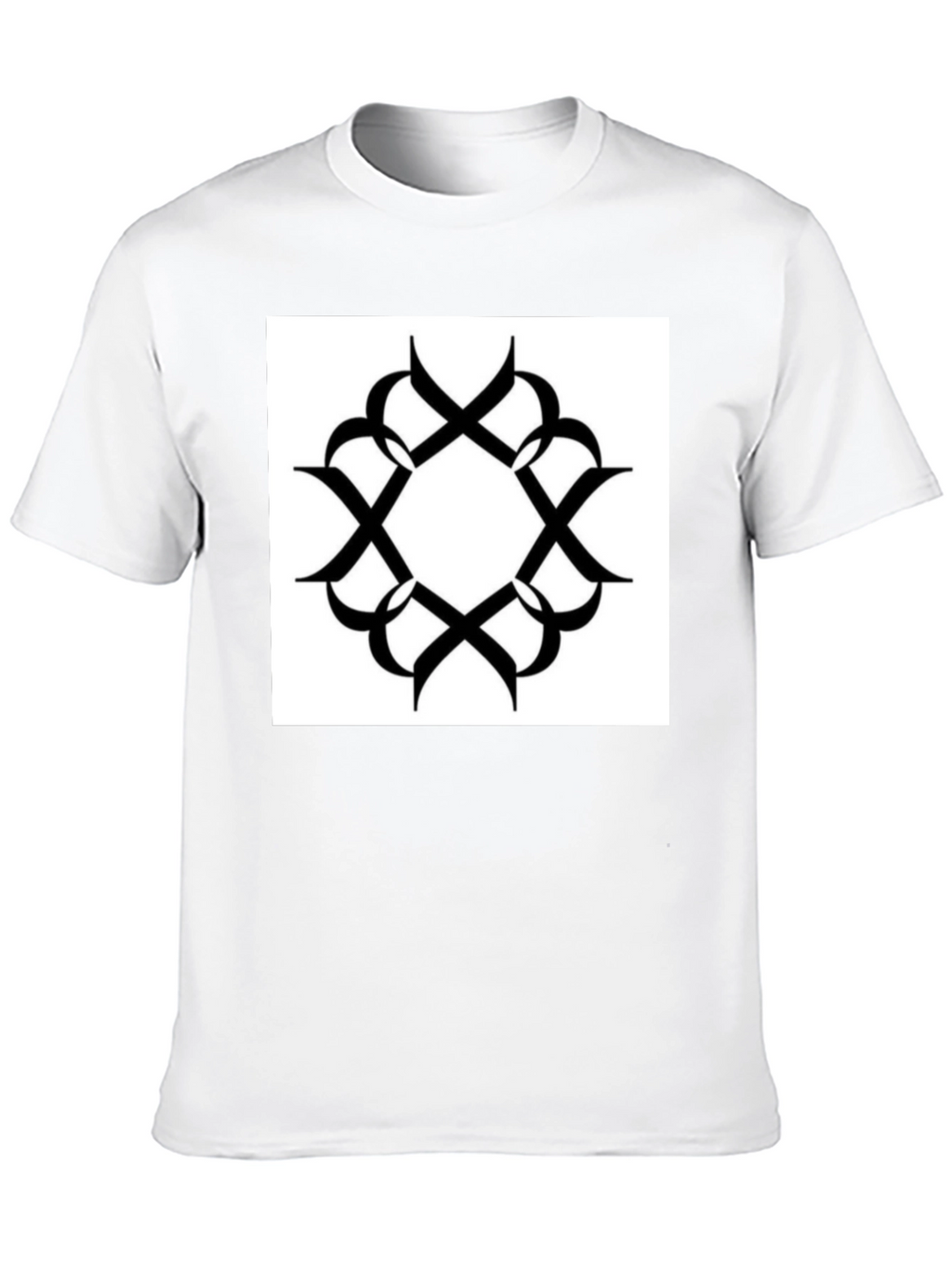 Black T-Shirt with Geometric Print