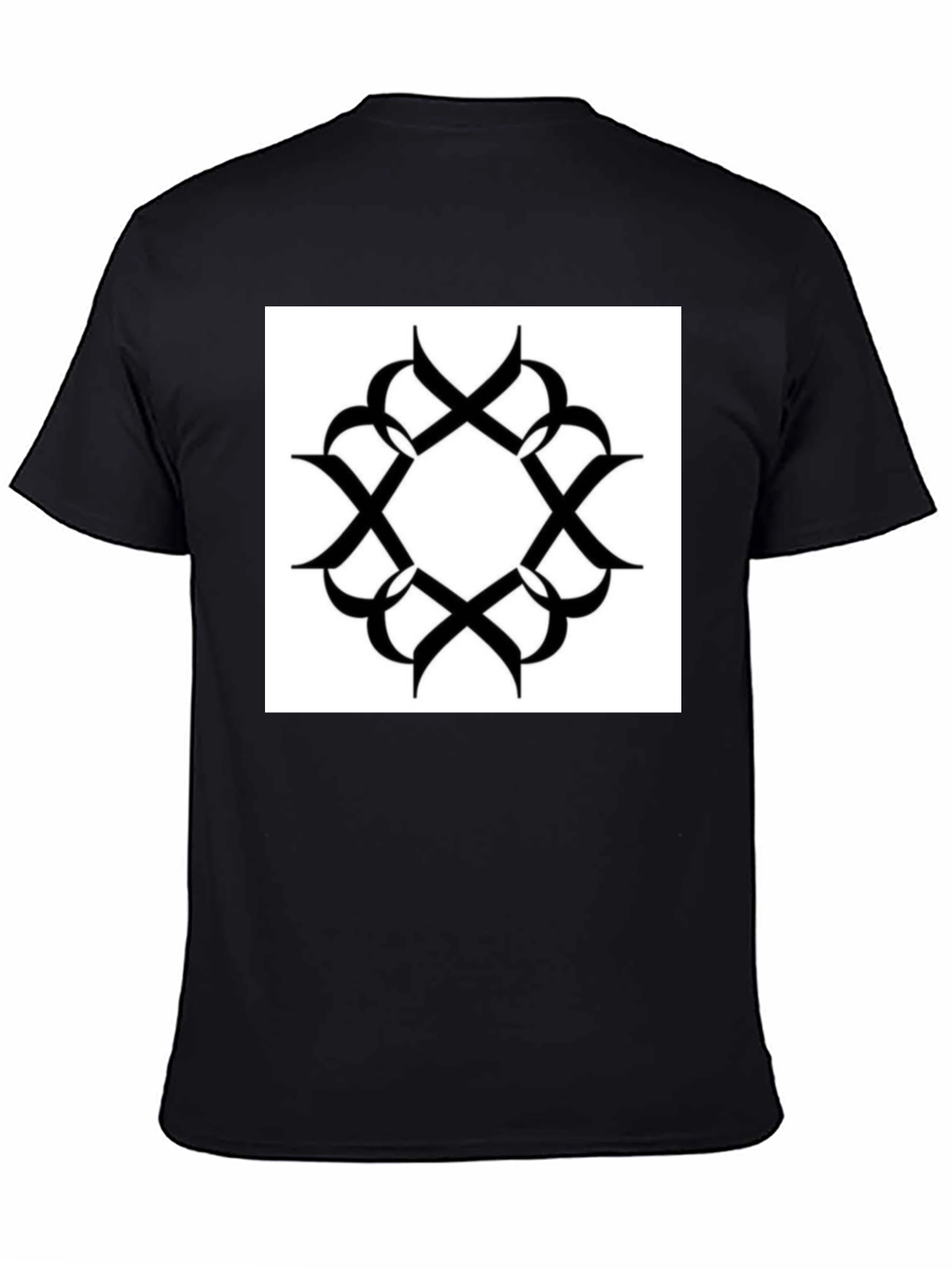 Black T-Shirt with Geometric Print