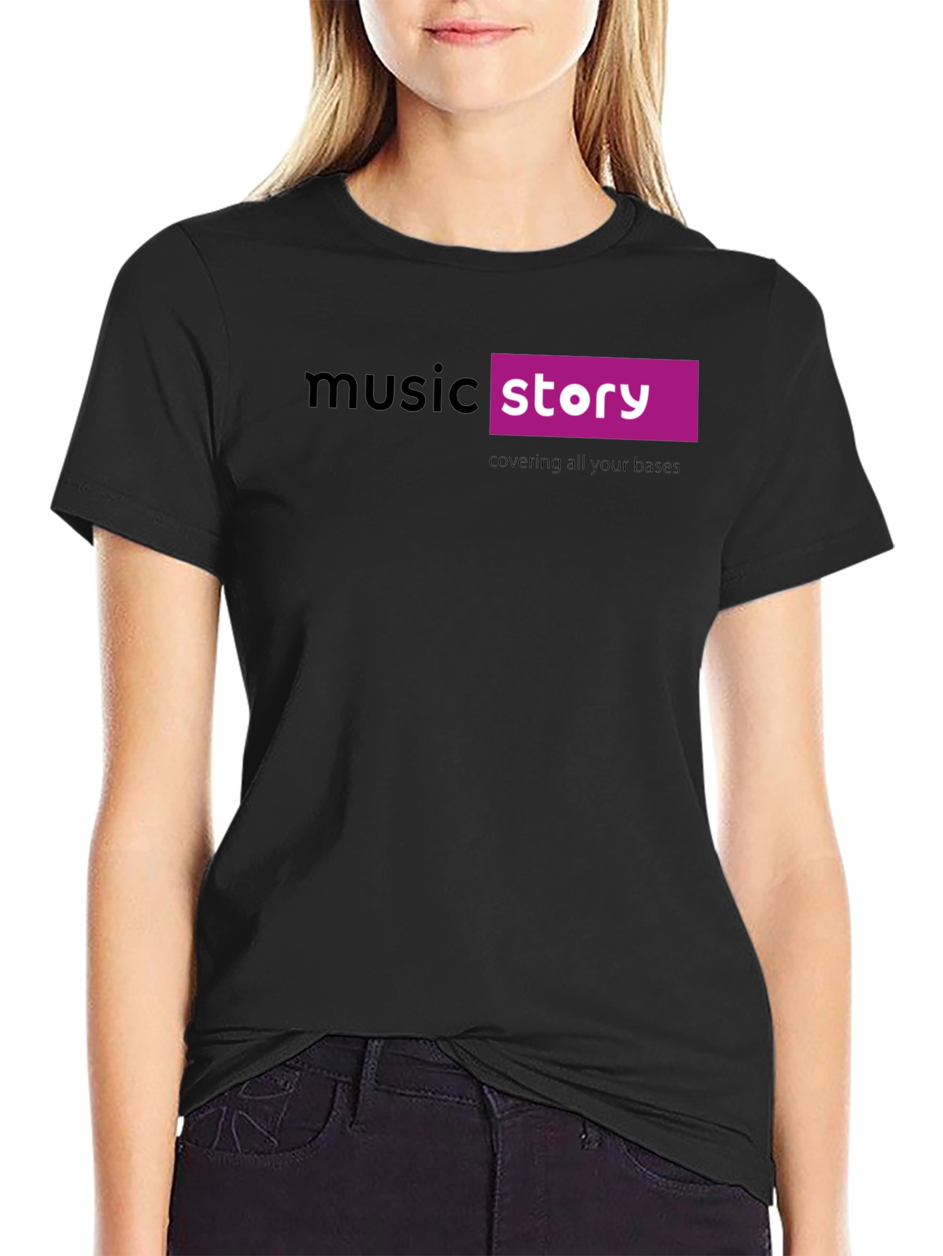Music Story Black Cotton Graphic T-Shirt
