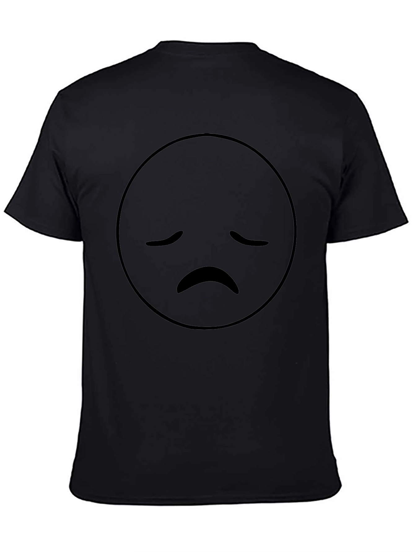 Sad Face Emoji Graphic T-Shirt - Mens Black Crew Neck Tee