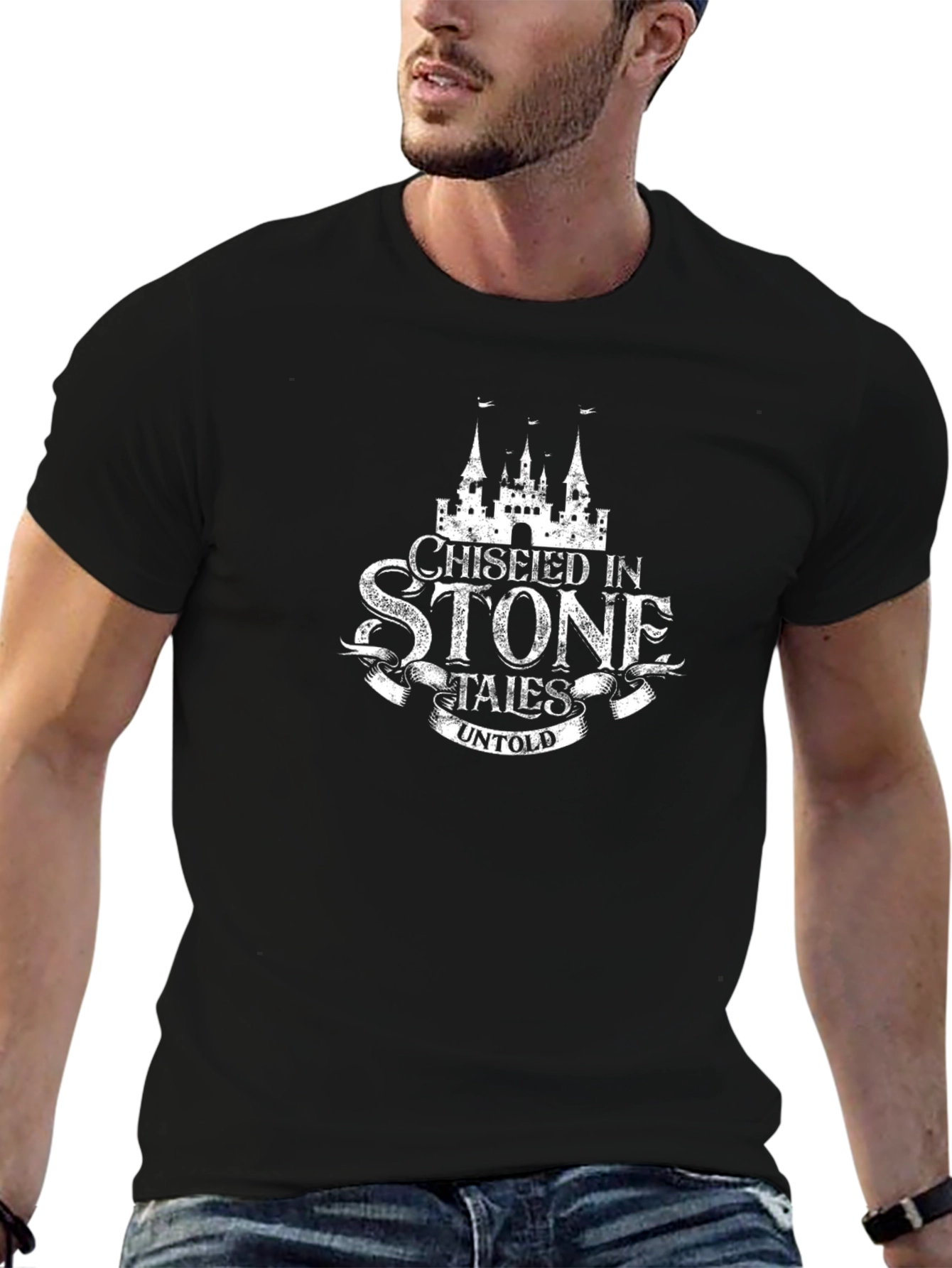 Chiseled in Stone Tales Untold Black T-Shirt