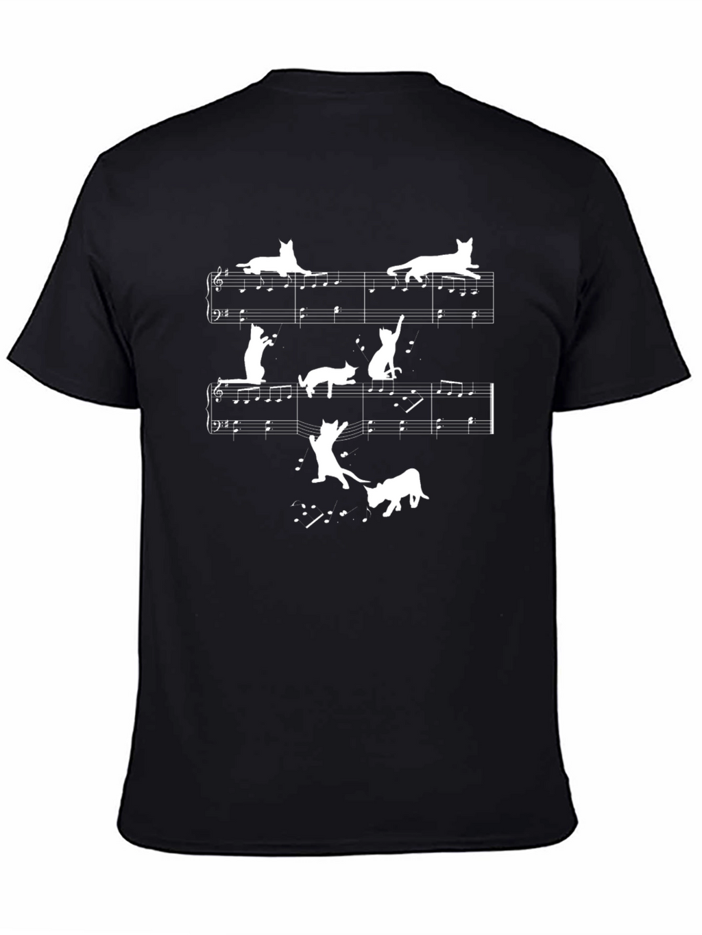 Cat Music T-Shirt - Unique Piano Design