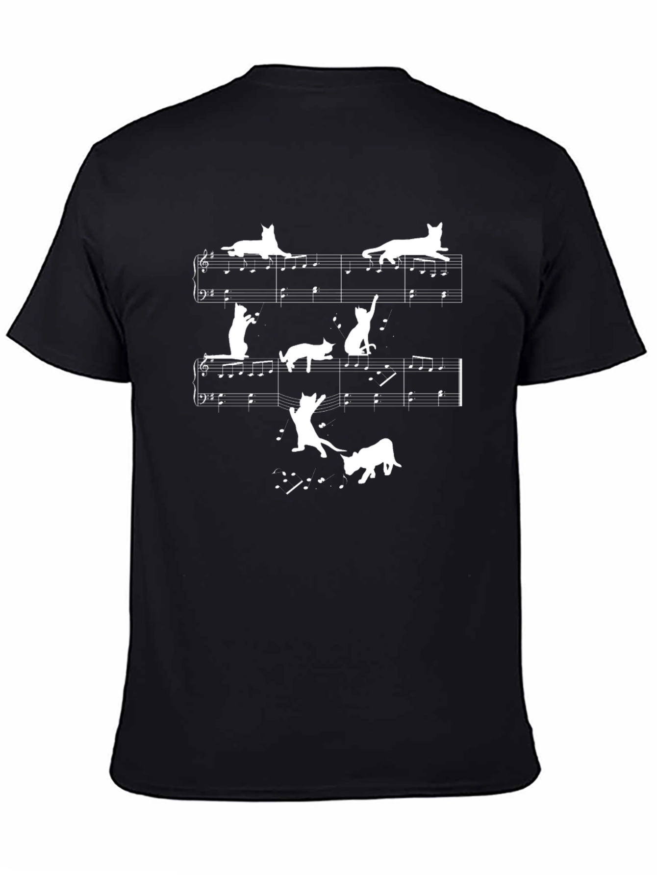Cat Music T-Shirt - Unique Piano Design