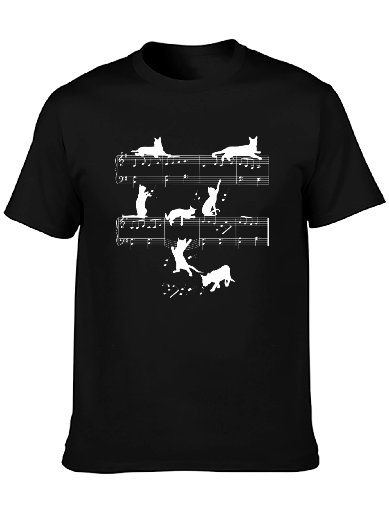 Cat Music T-Shirt - Unique Piano Design