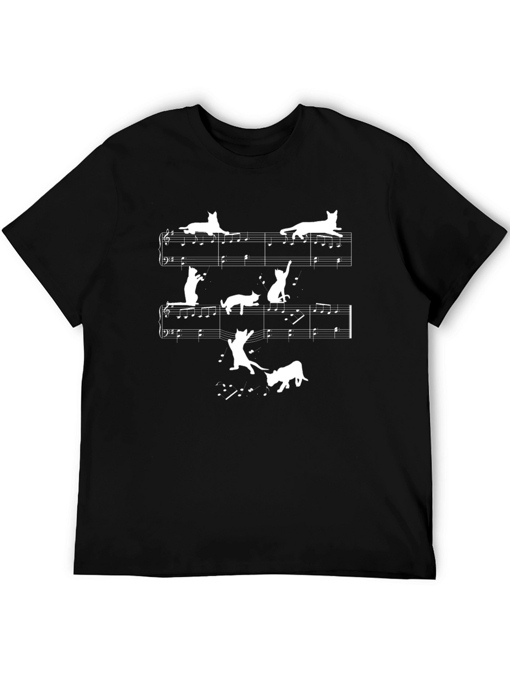 Cat Music T-Shirt - Unique Piano Design