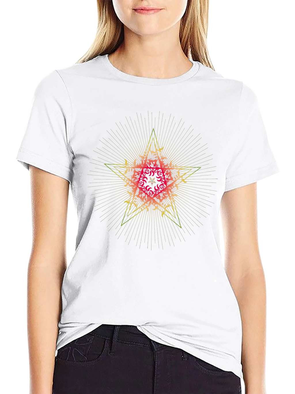 Star Mandala Graphic Tee - Black Cotton Comfort