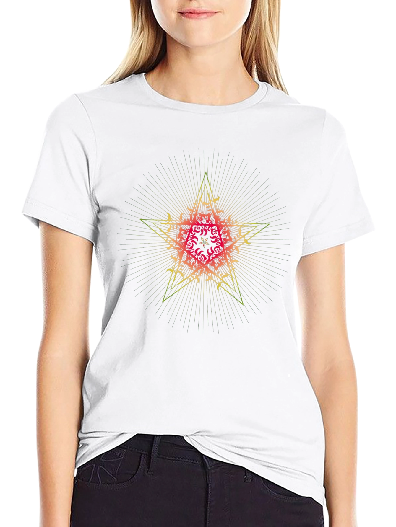 Star Mandala Graphic Tee - Black Cotton Comfort