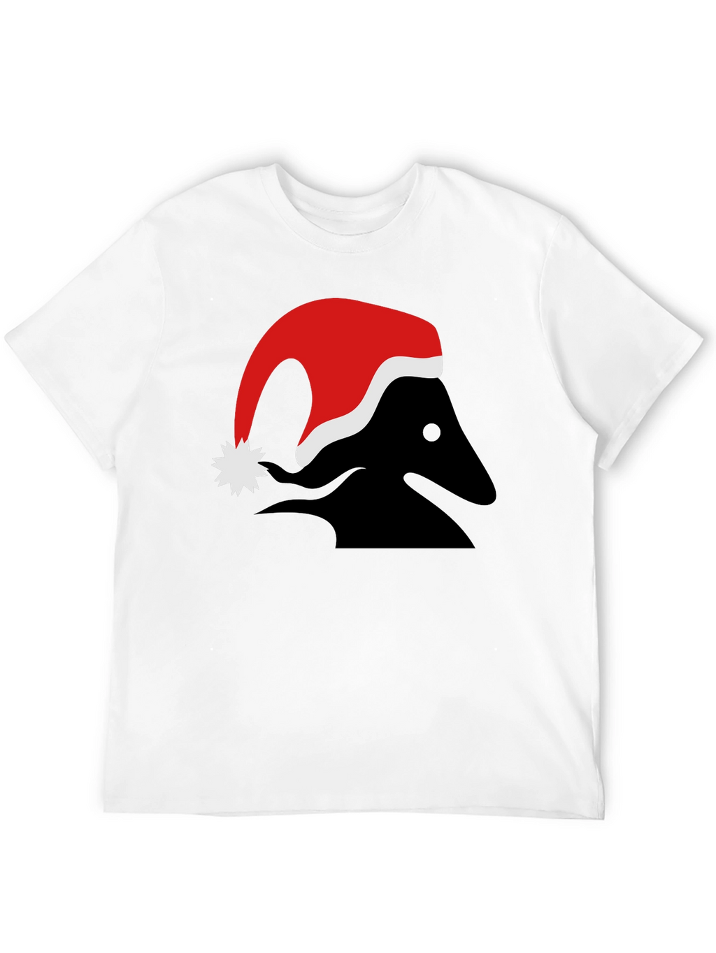 Festive Black T-Shirt with Santa Hat Design