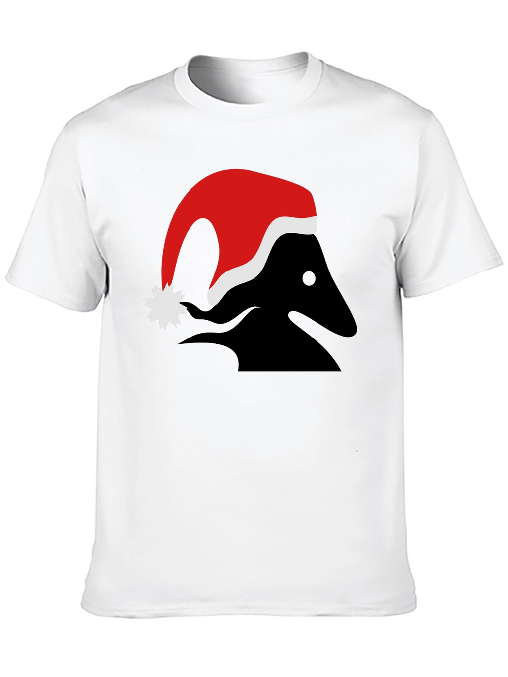 Festive Black T-Shirt with Santa Hat Design