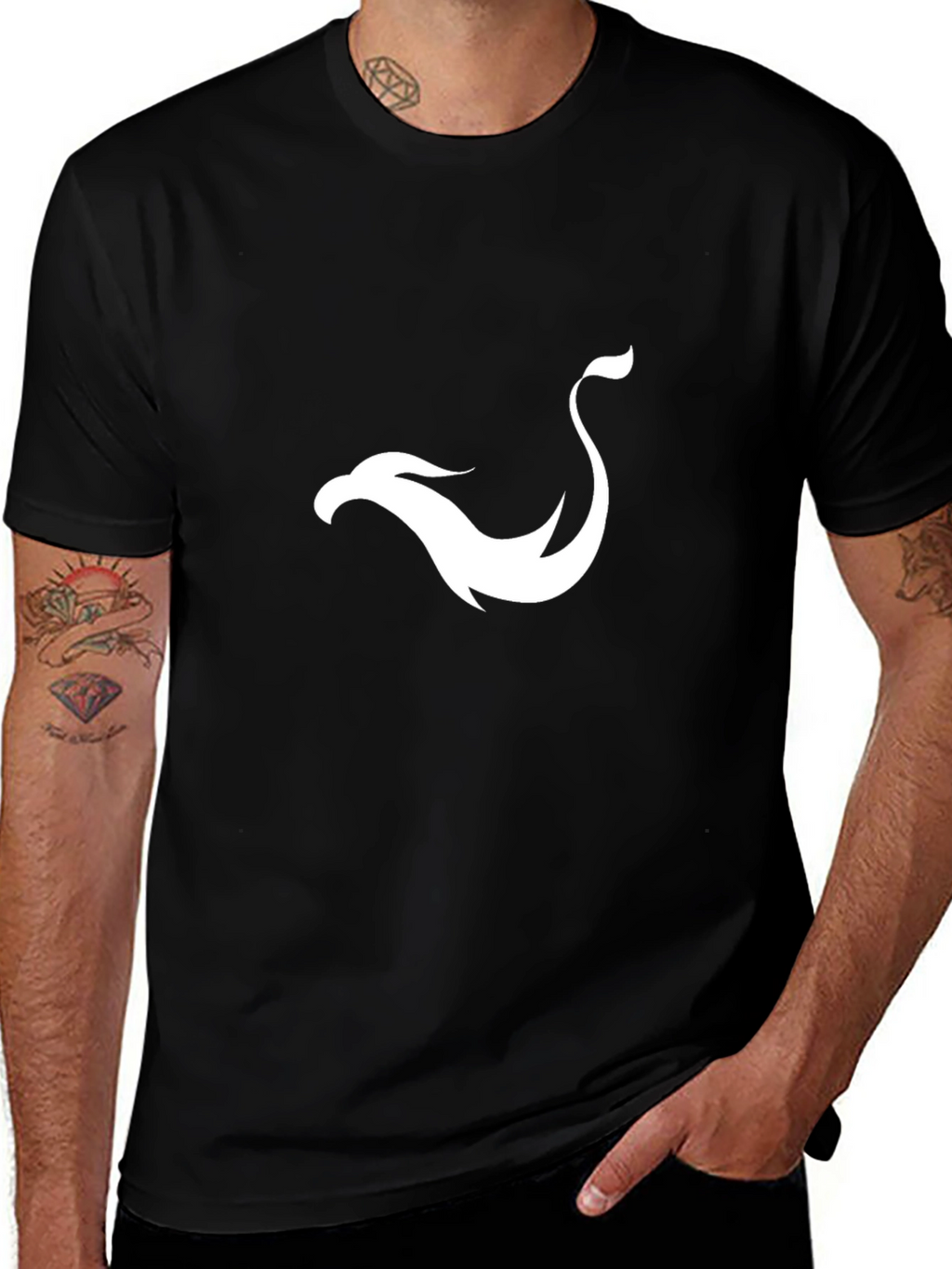 Black T-Shirt with White Phoenix Design