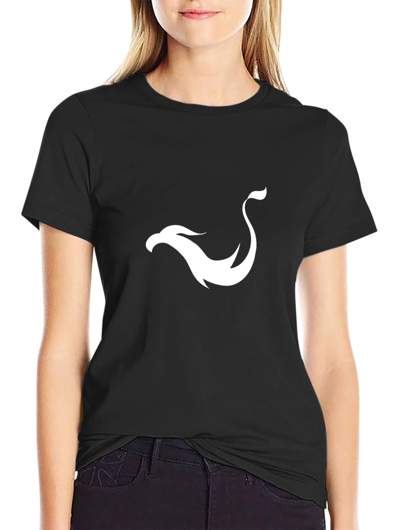 Black T-Shirt with White Phoenix Design