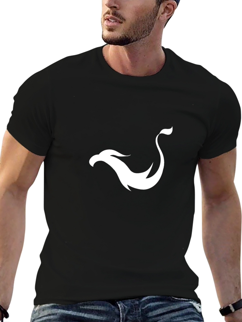 Black T-Shirt with White Phoenix Design
