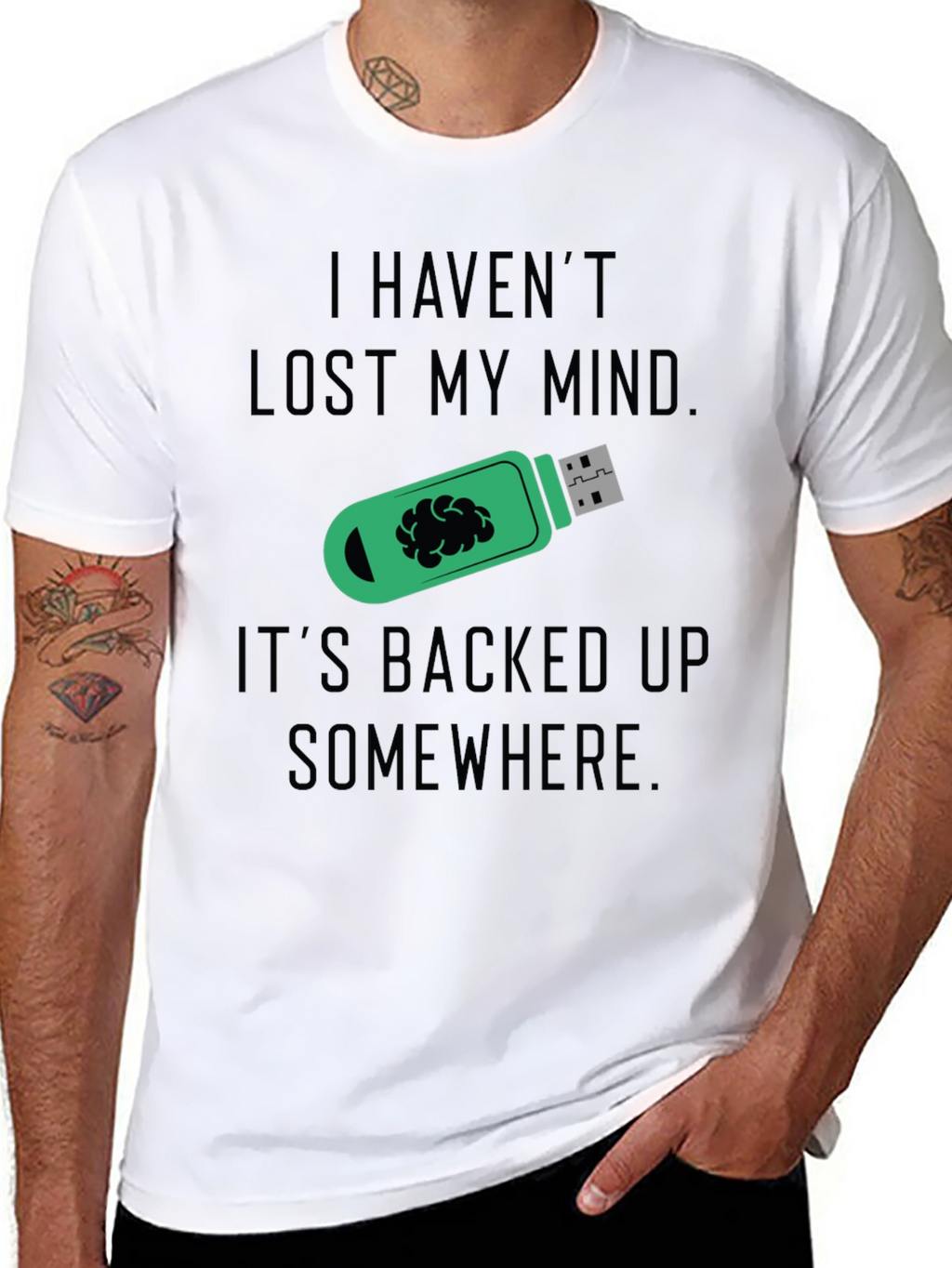 Funny Mind Backed Up USB Drive Graphic Tee