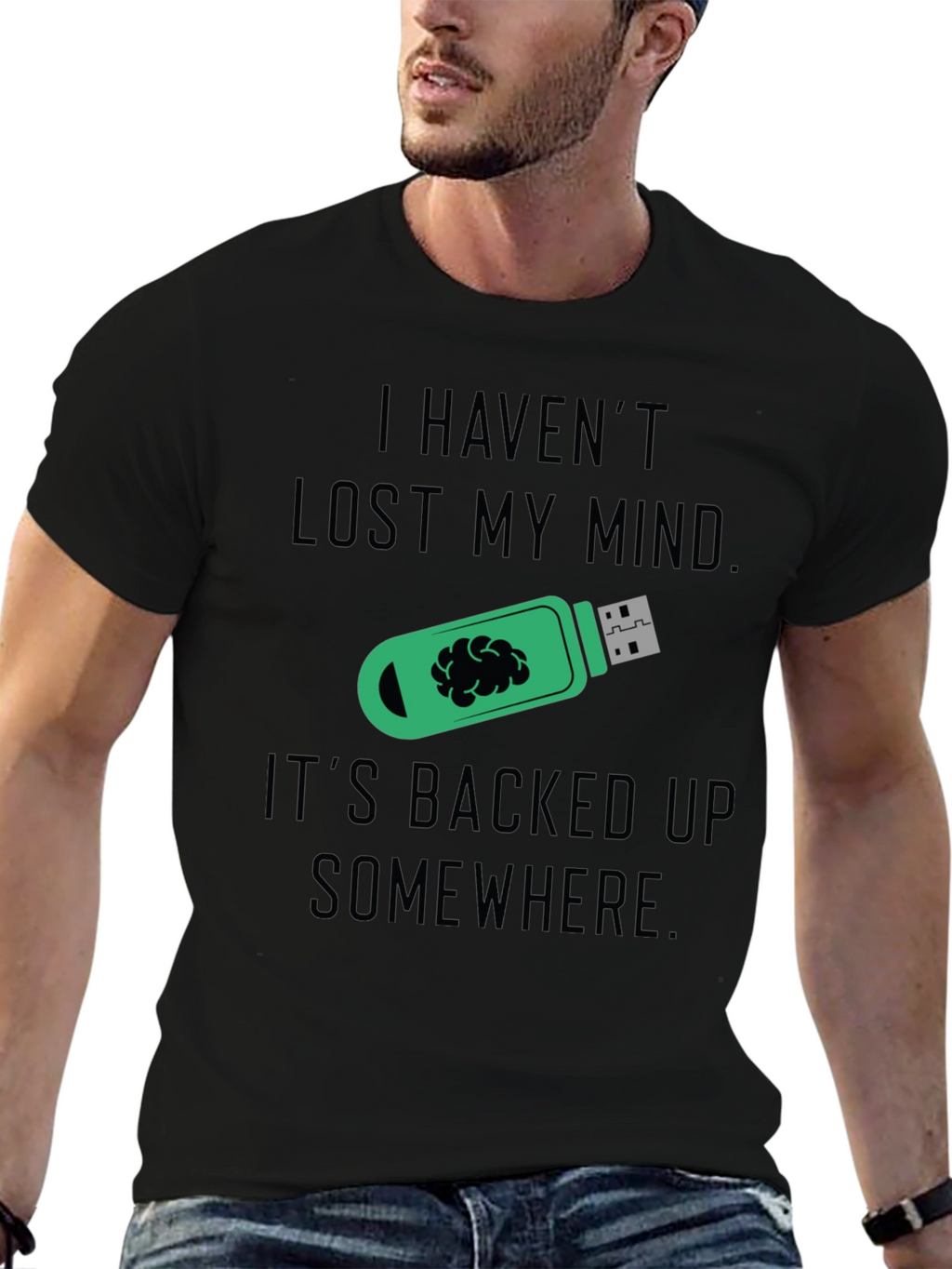 Funny Mind Backed Up USB Drive Graphic Tee