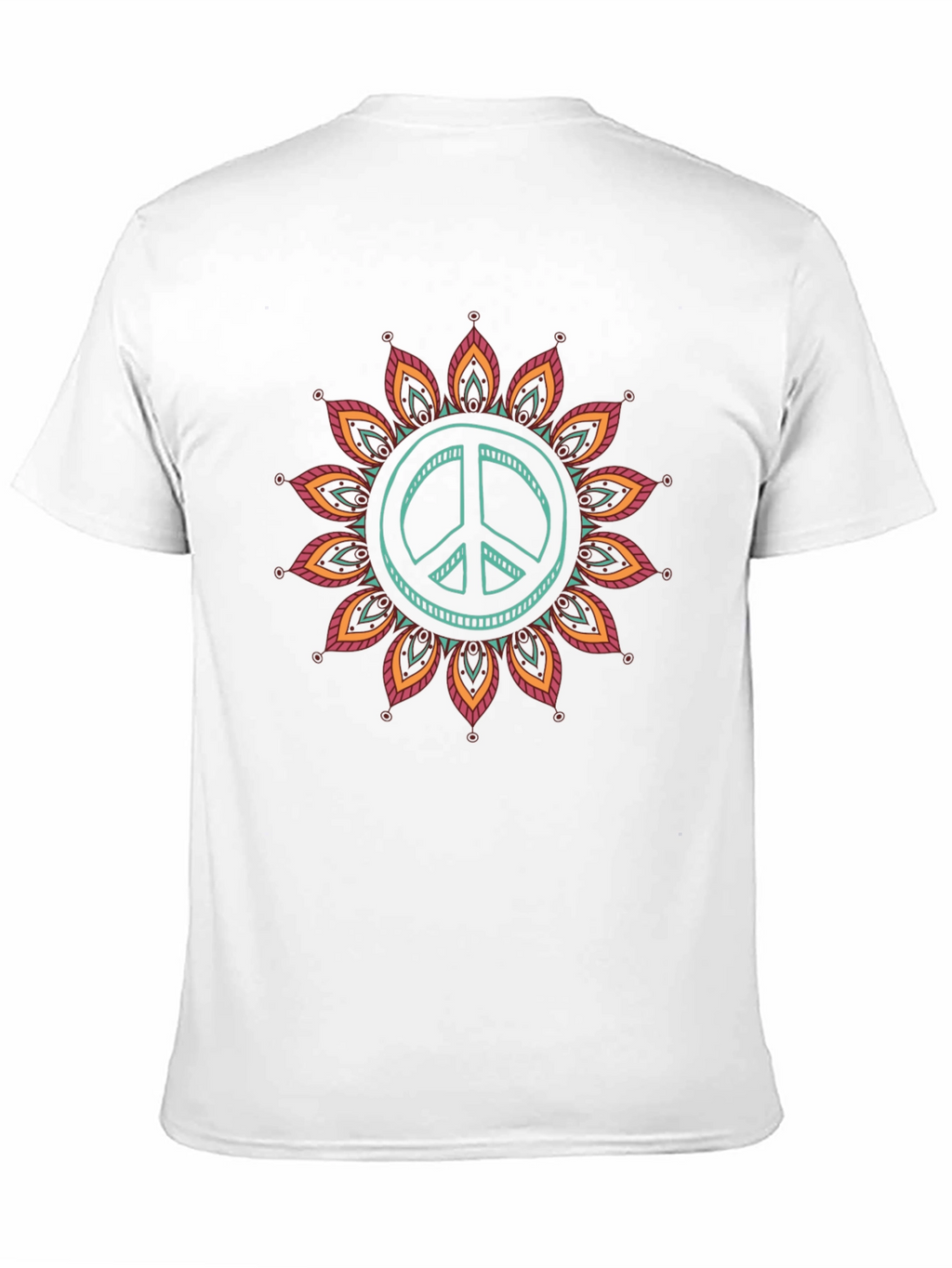 Peace Sign Mandala Graphic Tee - Black Cotton Blend