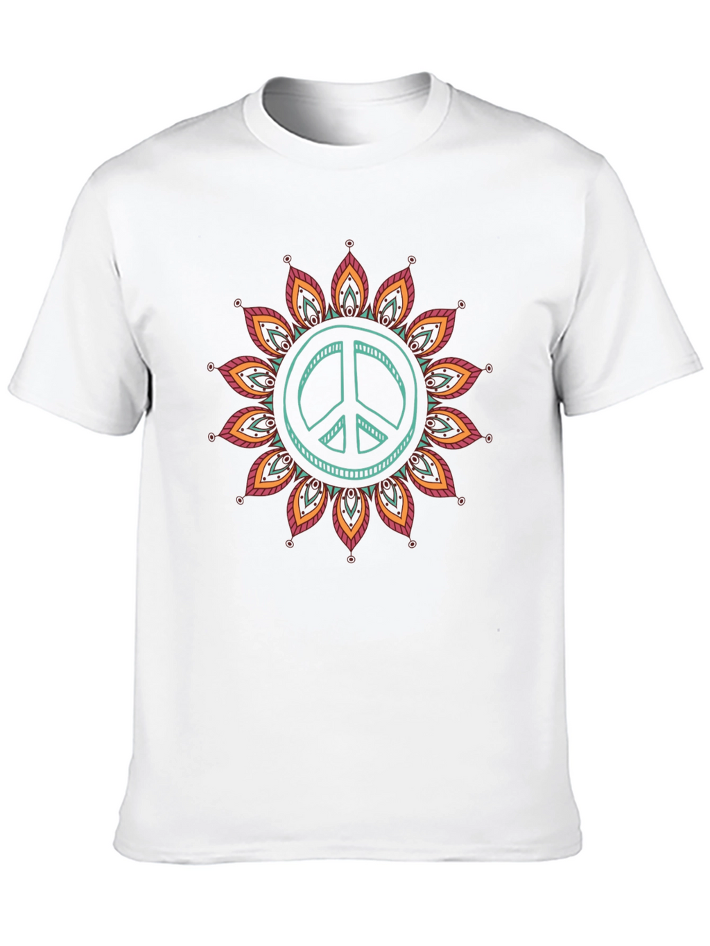 Peace Sign Mandala Graphic Tee - Black Cotton Blend