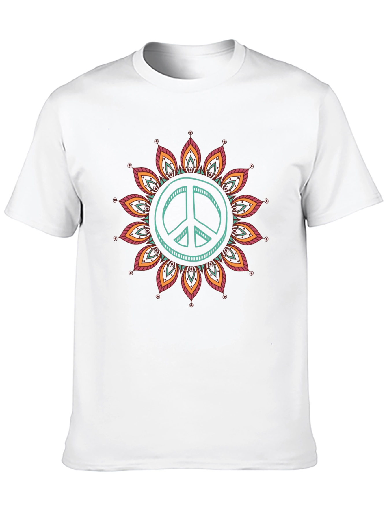 Peace Sign Mandala Graphic Tee - Black Cotton Blend