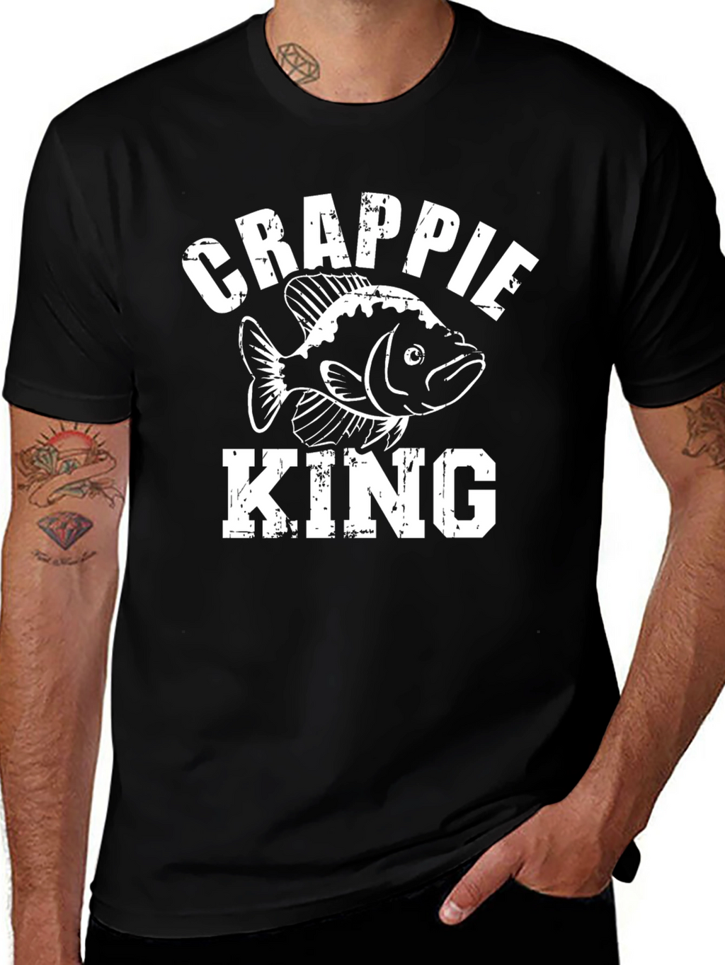 Crappie King Graphic T-Shirt - Black Cotton Tee