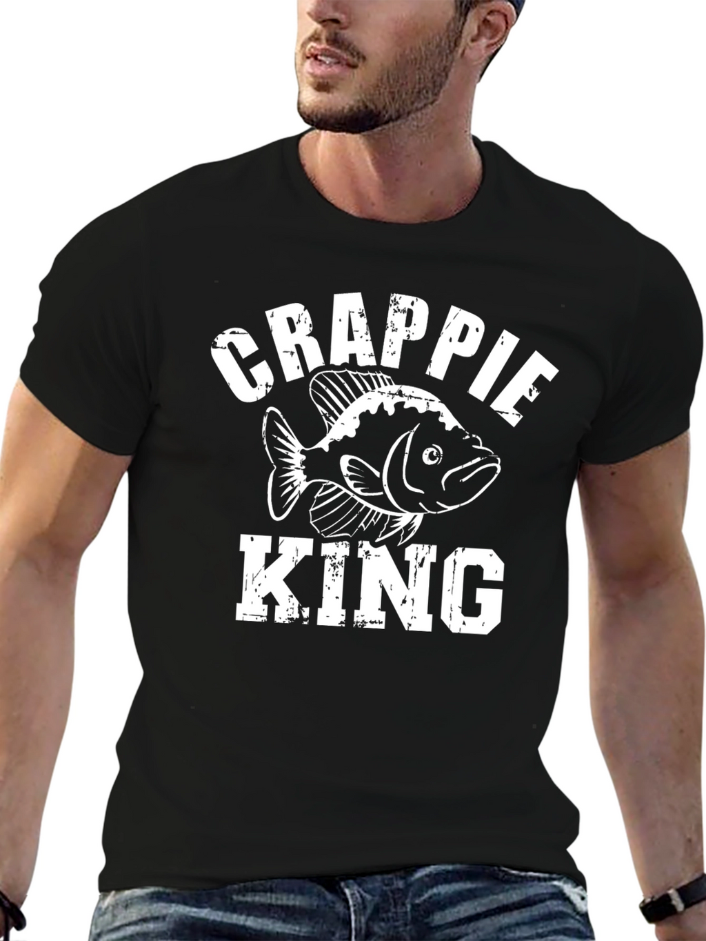 Crappie King Graphic T-Shirt - Black Cotton Tee