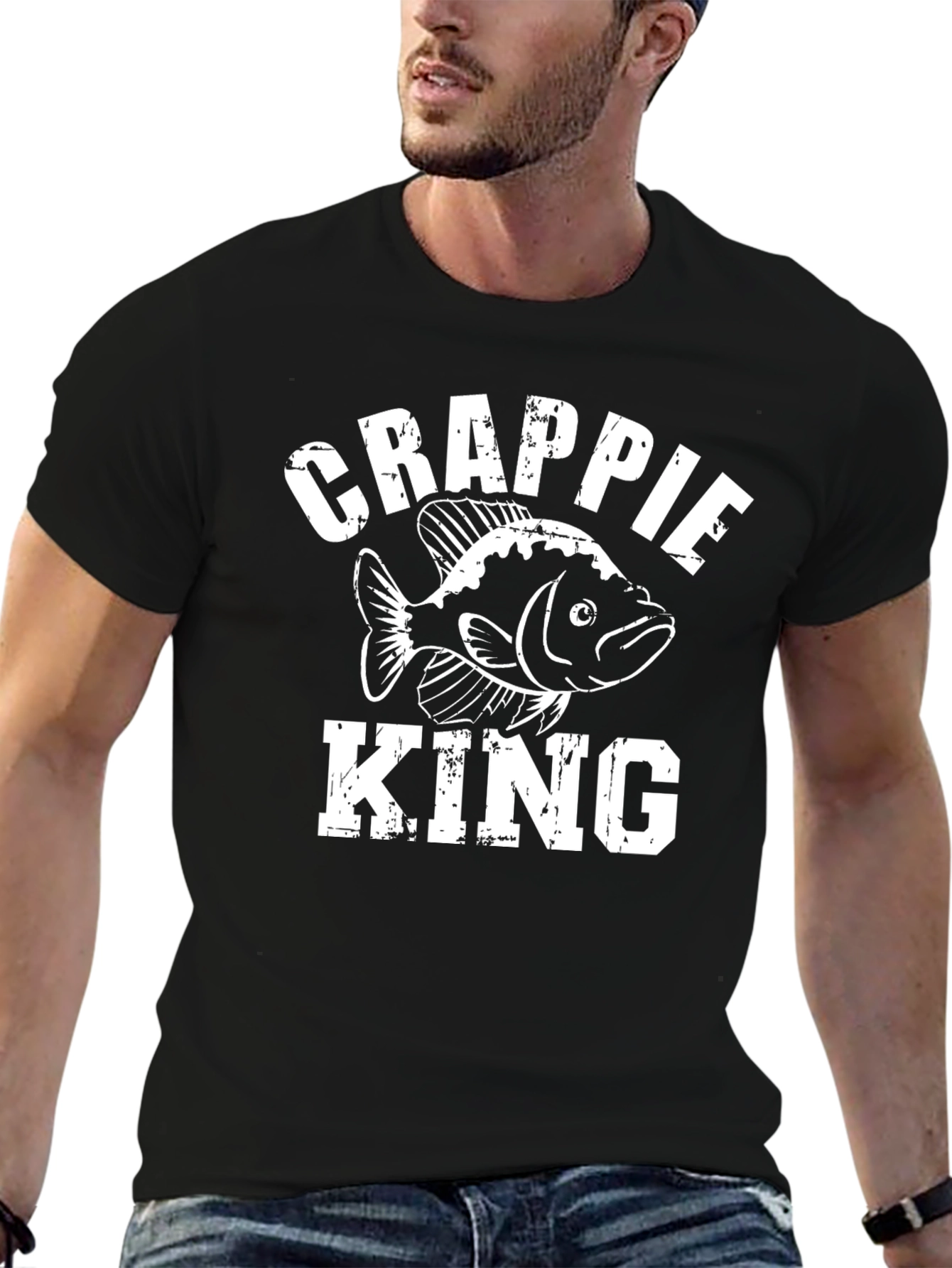 Crappie King Graphic T-Shirt - Black Cotton Tee