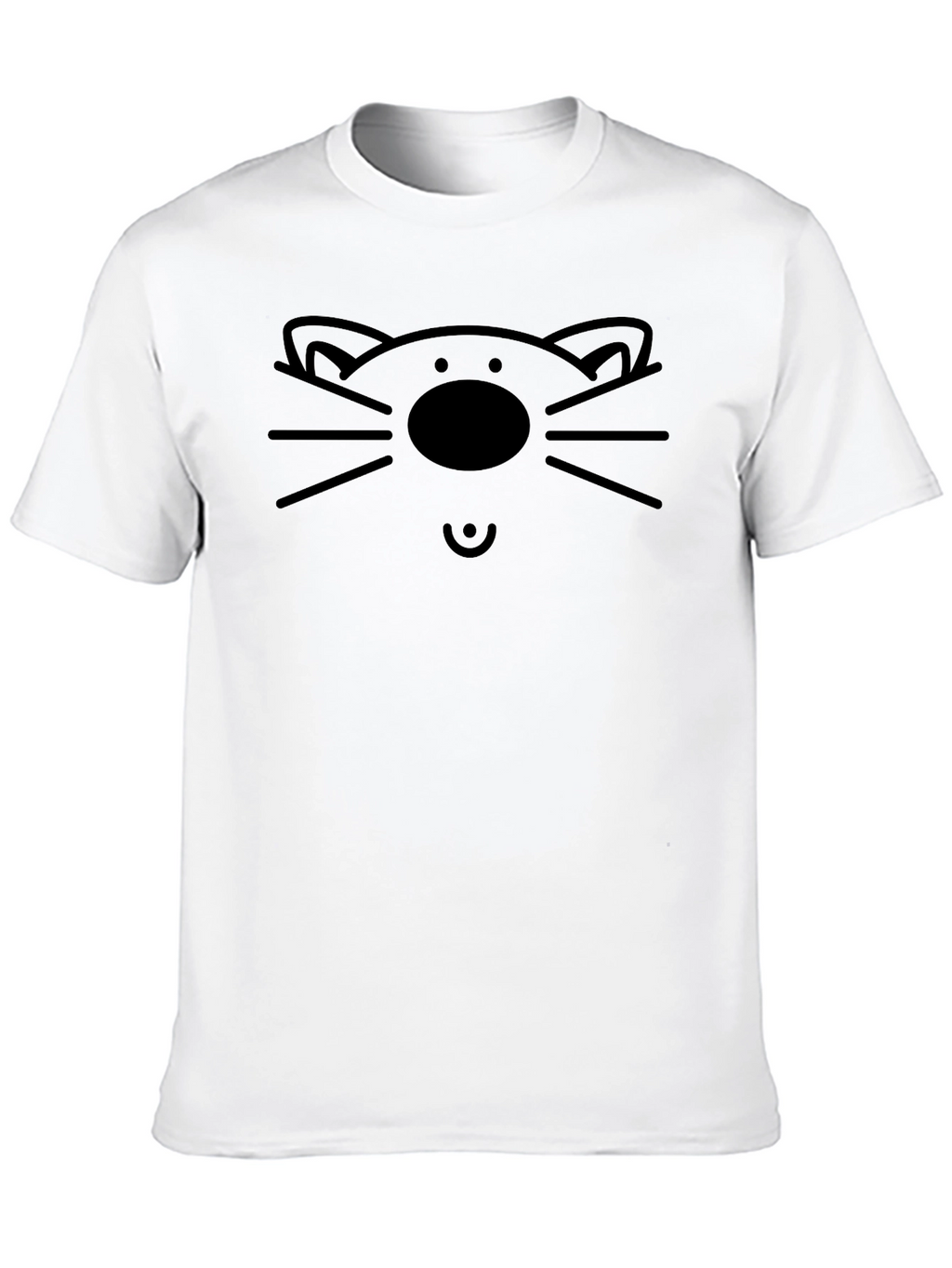 Cute Cat Face Graphic T-Shirt - Black