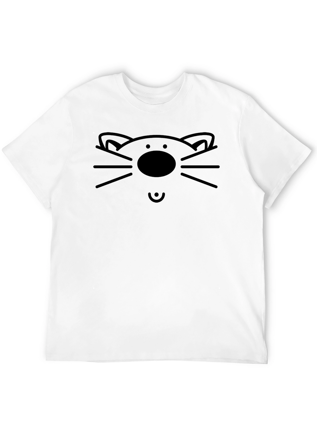 Cute Cat Face Graphic T-Shirt - Black