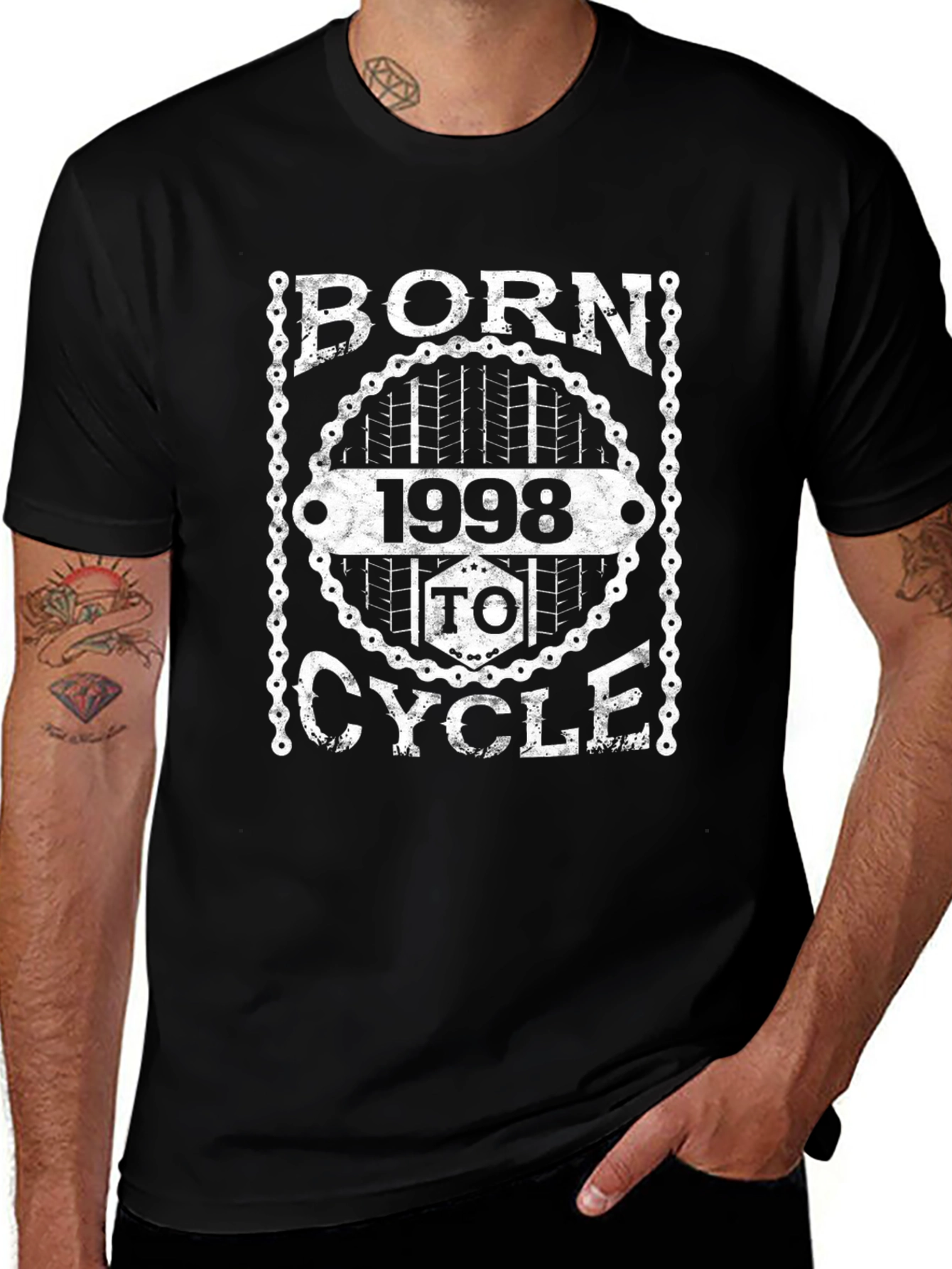 Born 1998 to Cycle Black Graphic T-Shirt