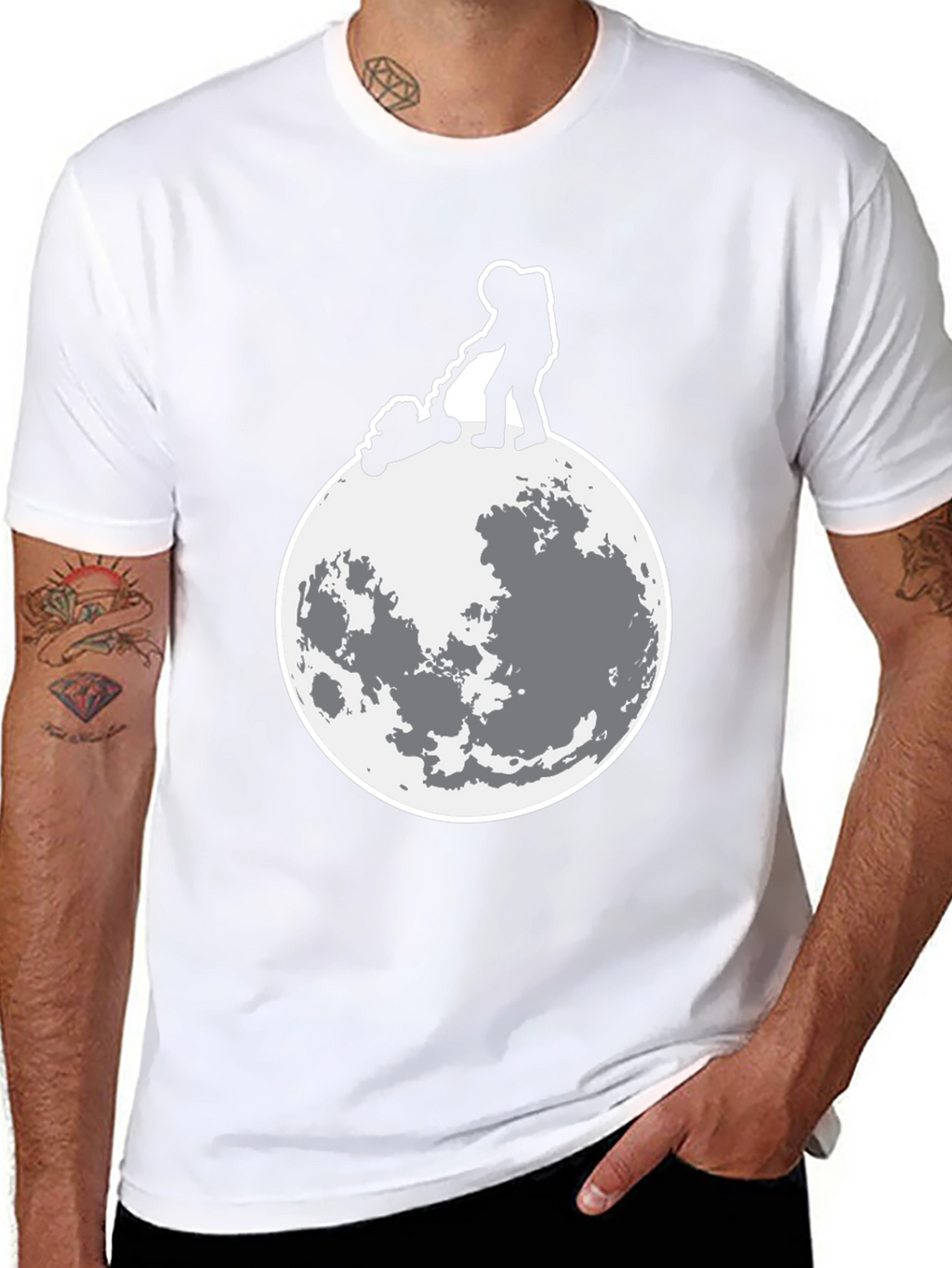 Astronaut Moon Mowing Graphic Tee
