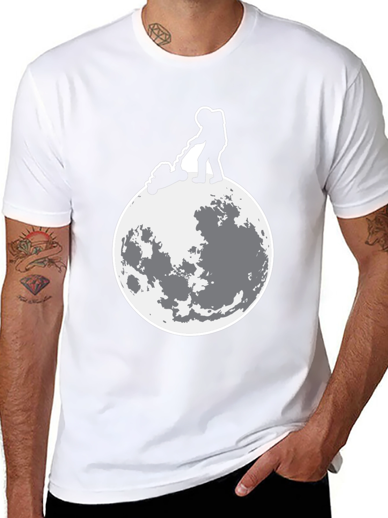 Astronaut Moon Mowing Graphic Tee