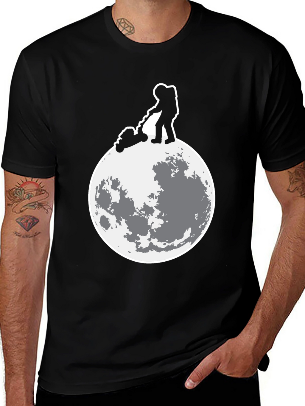 Astronaut Moon Mowing Graphic Tee