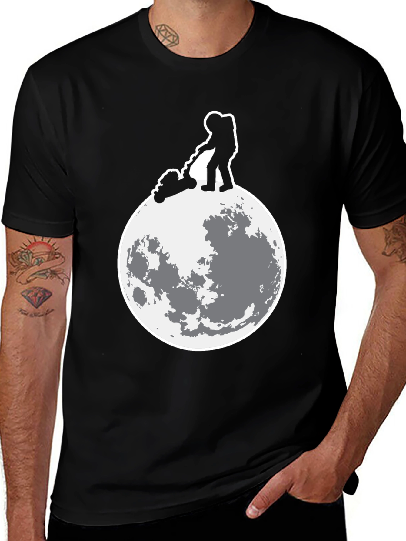 Astronaut Moon Mowing Graphic Tee
